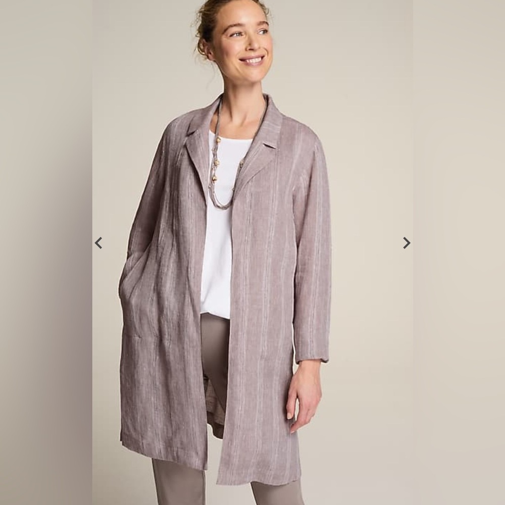 NWT J.Jill Pure Jill Linen Striped Duster Jacket